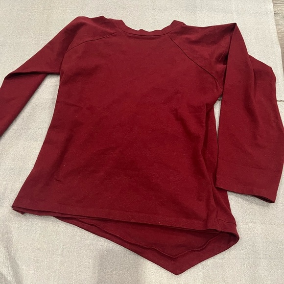 ❤️2/$50❤️[M]Nomads Hemp Wear Burgundy L/Sleeves Faux Wrap Shirt asymmetrical - Picture 1 of 8